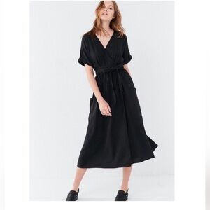 Urban Outfitters black cotton wrap dress small